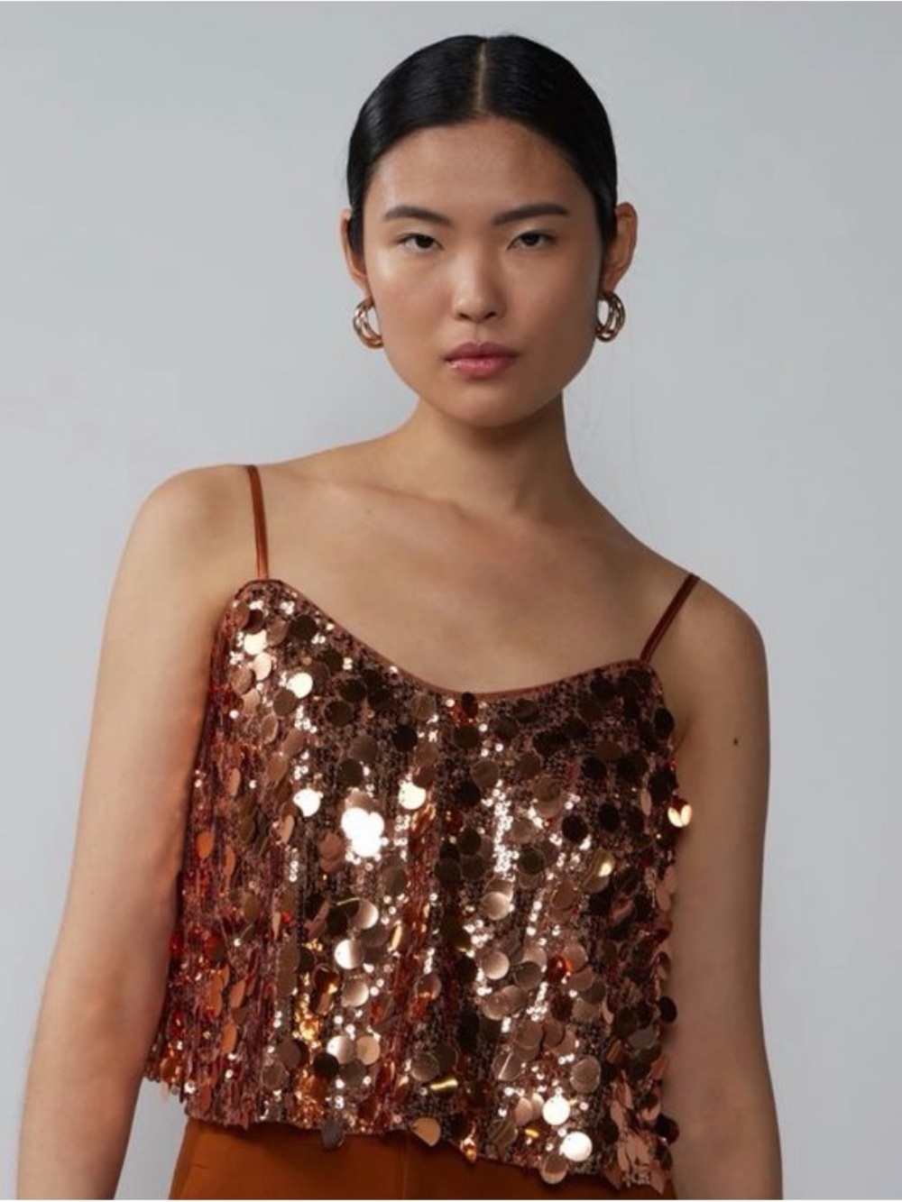 Sequined Cami Top in Copper